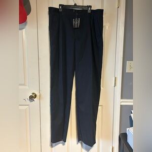 Nike Mens Pleated Black Golf Pants Size 42 Long Unhemmed 100% Cotton Slacks